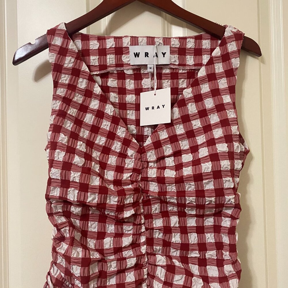 Wray Isabella Red Gingham Ruched / Crinkle Tank, NWT sz M - Picture 3 of 6